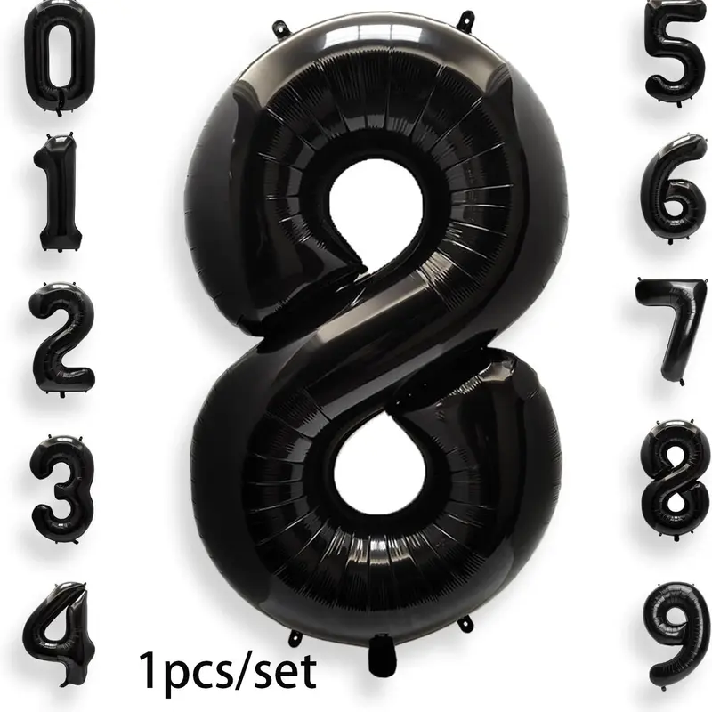 32-Inch Number Aluminum Foil Balloon, Customizable 0-9 Numbers, Number Balloons, Perfect for Birthday Parties, Halloween, Christmas, Graduation, Mother's Day, Decoration, Balloon Party Supplies