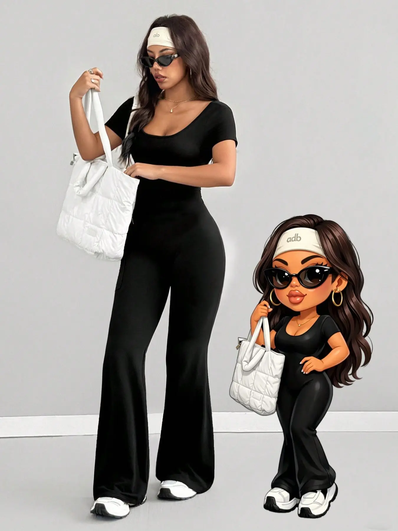 Women's Micro Flare Jumpsuit, Spring Summer Casual U-Neck Fashion, Sexy Comfort, Y2K Chic, Beach Party, Rural Vacation Style