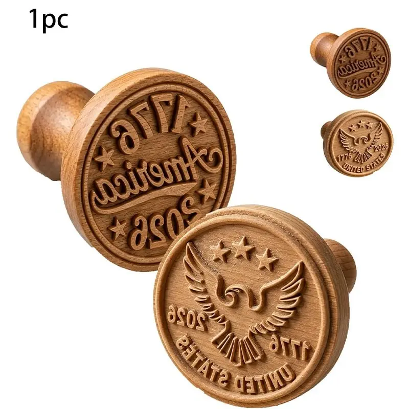 US 250 Wooden Cookie Stamp – Bake with Patriot Pride, Eagle Cookie Cutter, Engraved Wooden Patriotic Cookies Stamp, 4th of July 250 Pieces Baking Stamps, for Diy Cookies Fondant and Clay