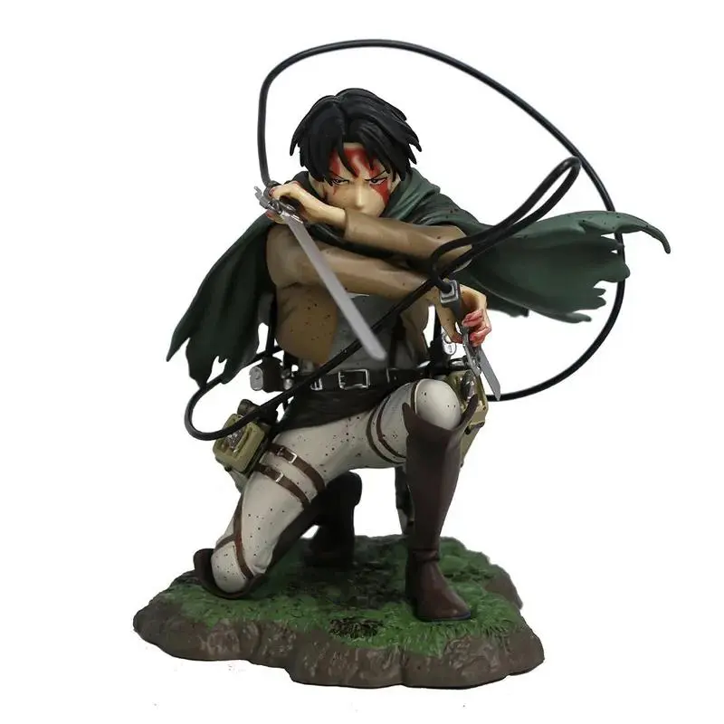 Kotobukiya PVC Attack On Titan Levi Ackerman Anime Figure - Battle-Damaged Bloody Kneeling Pose, 18cm 432g Manga-Based Collectible Figurine Action Figure for Toys & Hobbies Enthusiasts, Anime Figures