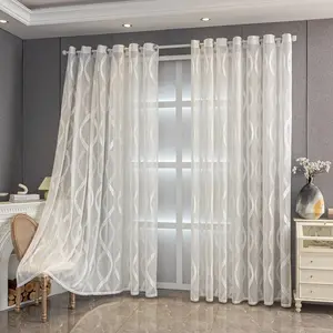 1 piece of coffee-colored wavy jacquard semi-transparent curtain - a light-filtering semi-transparent rod pocket sheer curtain suitable for bedrooms, living rooms, kitchens, and offices