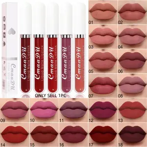 1Pc, CmaaDu Matte Liquid Lipstick, 18 Shades From Nude To Bold Red Purple, Smooth Creamy Liquid Texture, Forms Lip Film To Resist Light Moisture, Hard To Shift Once Settled, For Daily Party Lip Look, ViralMatteLiquidLip, MultiToneLipCosmetics,