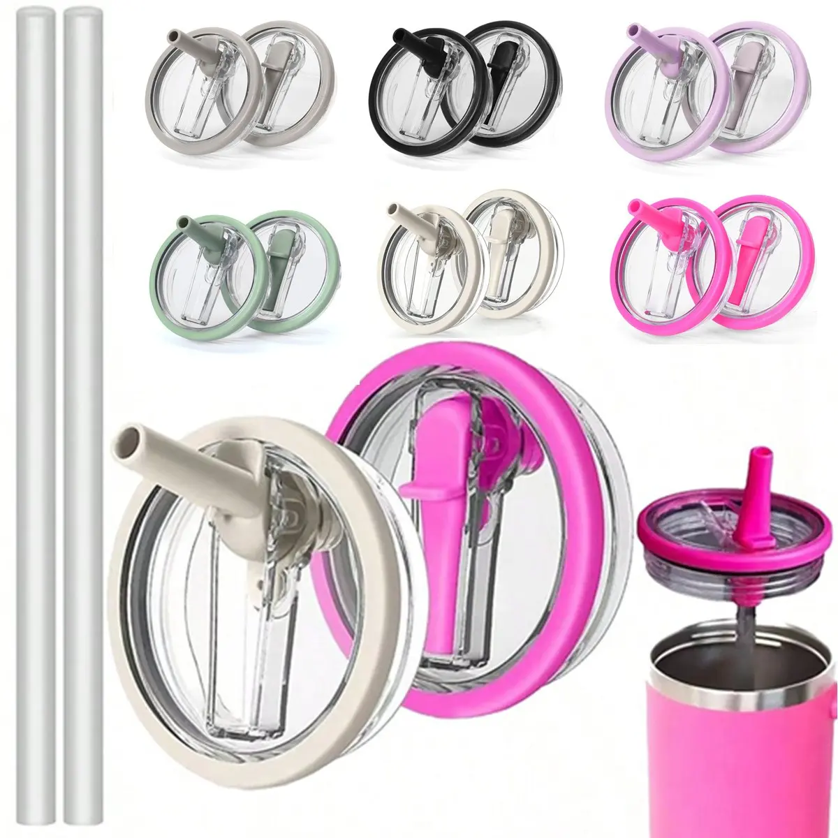 Reusable Leak-Proof Tumbler Flip Straw Lid Replacement, Durable & Secure Fit Design, Perfect for Everyday Use