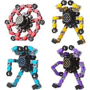 Transformable Fidget Spinners Toys 4 Pcs for Kids and Adults Stress Relief Sensory Toys for Boys and Girls Age 8-13 Fingertip Gyros Party Favors Birthday Gifts for Teens Road Trip Travel Toyfidget toys