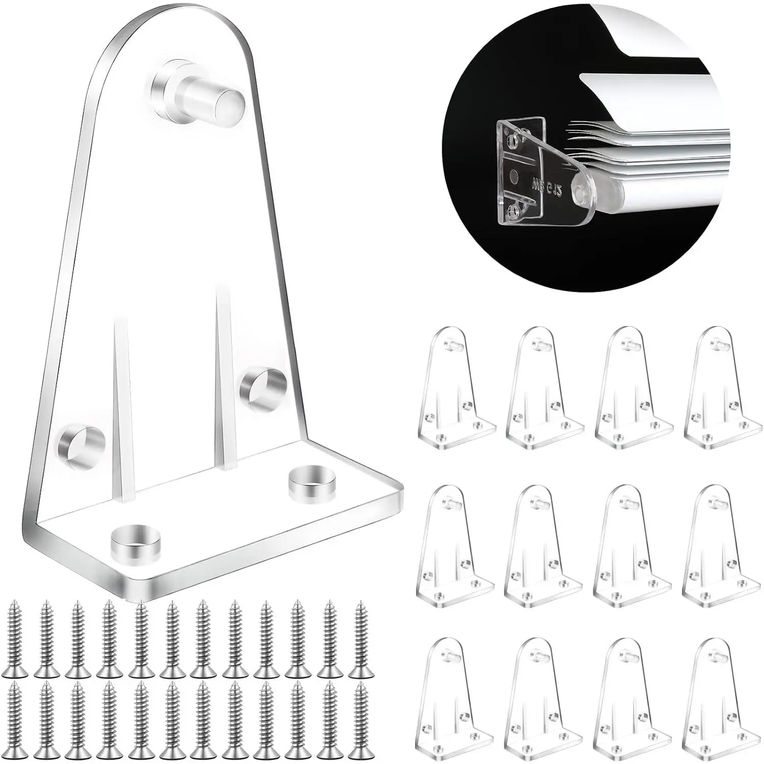 2 Inch 12 count Blinds Hold Down Brackets, Clear Plastic Door Blinds Bottom Bracket, Blind Bottom Rail Hold Clips for Horizontal Blinds Shades Windows Doors