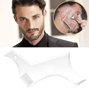 Ergonomic Curved Beard Shaper Tool With Scale Mark, Precise Facial Hair Outline Trimming Template, Hangable Portable Design, Easy DIY Sideburn & Beard Styling for Beginners At Home