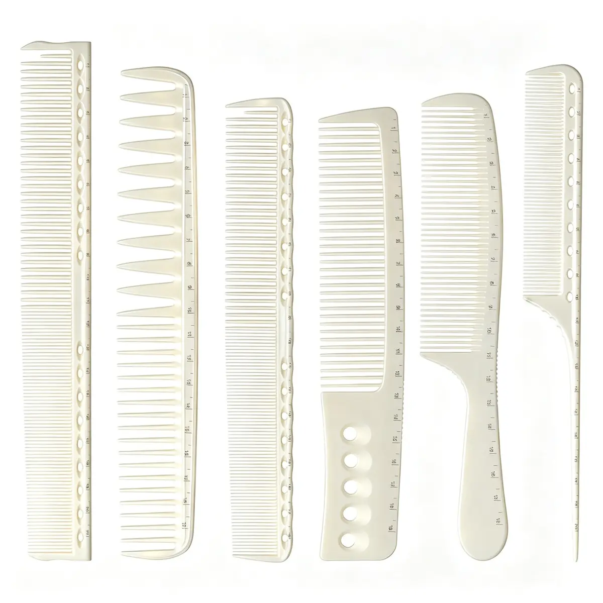 6-Piece Haircut Comb Set, Hair Styling Combs, Barber Combs, Anti-Static, with Measurement Scales, Abs Material, Ideal for Professional Salons and Home Use