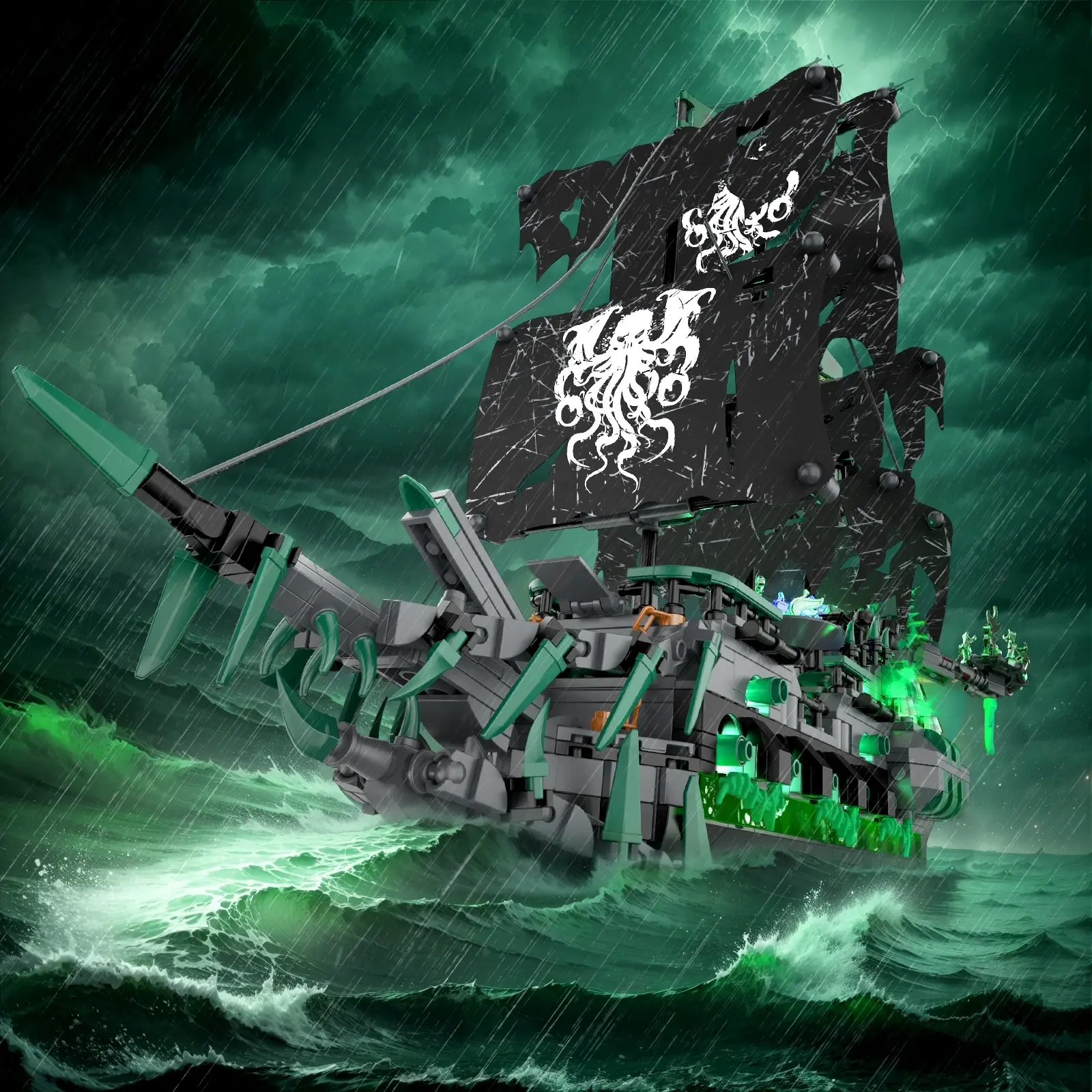 2026 Latest Trend Dark Style Ghost Ship & Dutch Ship Building Blocks Set, New Arrival, Ghost Ship Series Theme, Model Display, Movie Theme, Elegant Table Decor, Home Decoration Gift