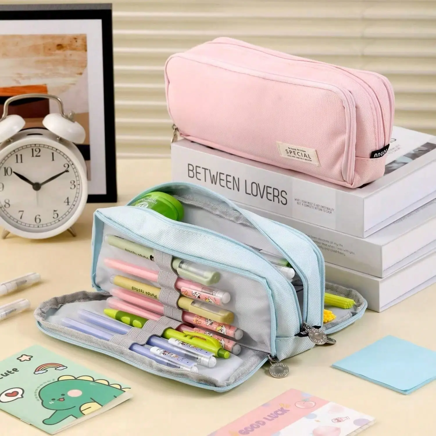 Water-Resistant Oxford Cloth 3-Compartment Pencil Pouch with Portable Zippers (21*5*9cm) – Home Organizer for Teens, Ideal for Back to School Shopping, Office & College Supplies, Birthday Gift Option