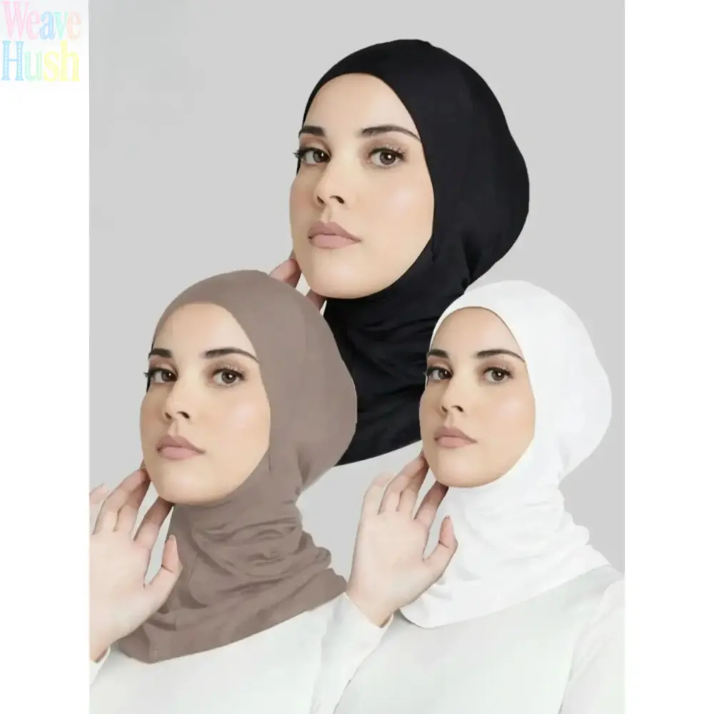 3-Piece Solid Women’s Instant Hijab Headscarf Set, Soft Breathable Casual Wrap With Inner Cap & Neck Cover, Snug All-Season Accessory For Women And Girls Daily Modest Wear