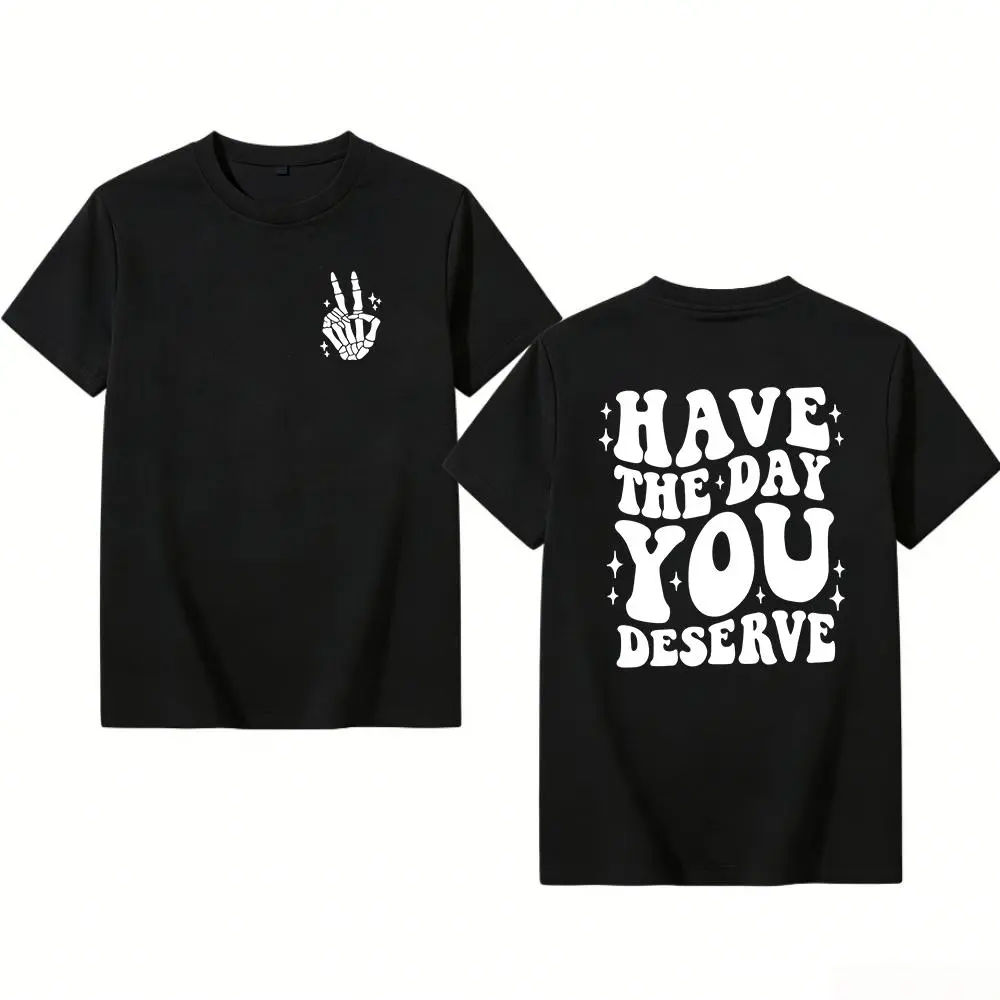 Oversized Tshirts for Women: Deserve Day Shirt Funny Skeleton Shirts Casual Oversized Graphic Tees Tops