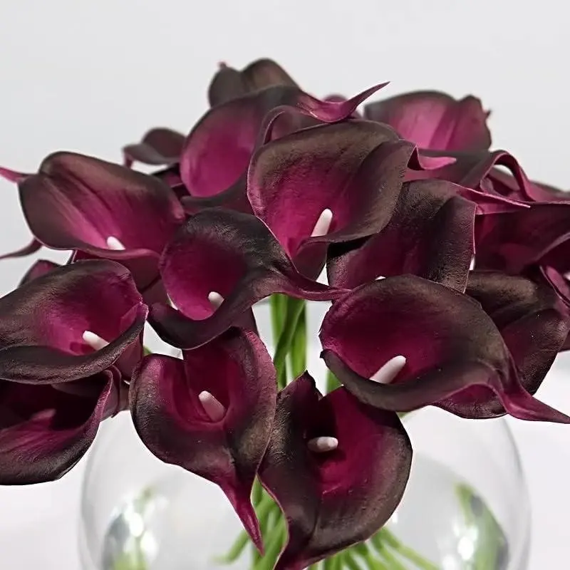 10pcs Real Touch PU Artificial Calla Lilies, Decorative Flowers with Center, Lifelike Faux Floral Stems for DIY Decor