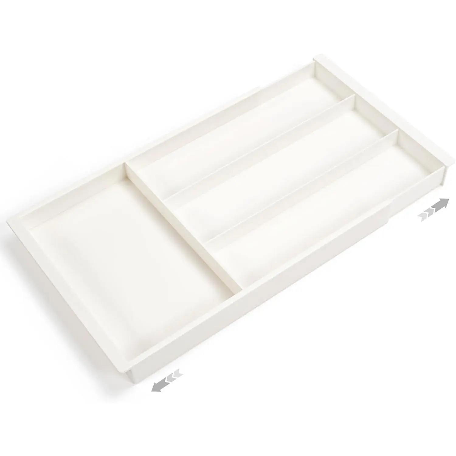 Silverware Drawer Organizer Tray (Cream) | Adjustable Small Utensil Holder for Spoon and Fork, Expandable Flatware Cutlery Tray for Kitchen Drawers