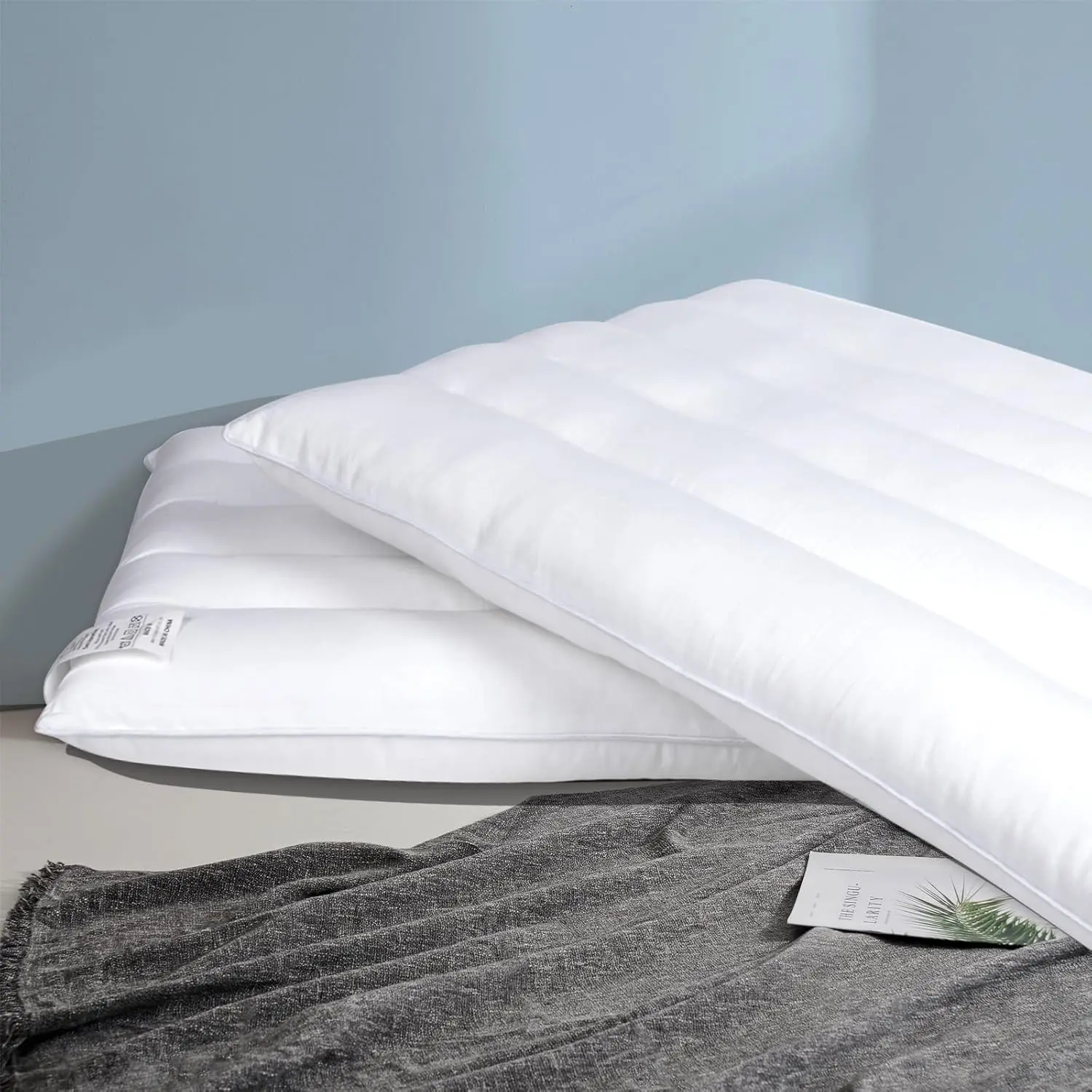Ultra Flat Pillows for Sleeping Thin, 2.5" Height Ultra Thin Pillows, Slim Bed Pillows for  Sleeper, Standard Size -18x26 in - 7D Fiber - 2 count