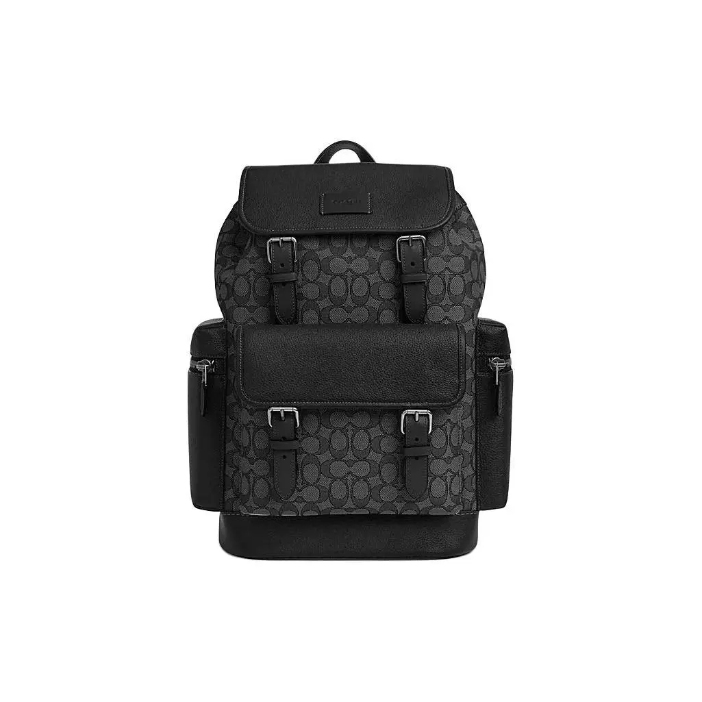 COACH Sprint 29 Drawstring and Snap-Clasp Backpack – Large Men’s Crossbody Bag in Charcoal Gray and Black Leather-Textile Blend
