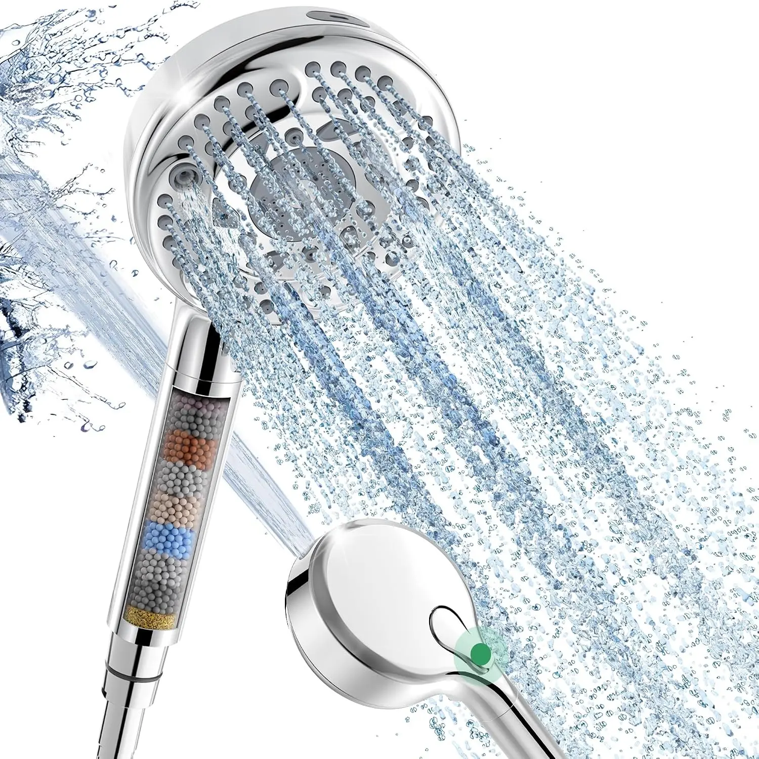 SunCleanse Filtered Shower Head with Handheld, 9-Spray Setting Detachable Showerhead with Filters, Shower Head for Hard Water - Filtered Chlorine, Improve Skin and Hair Texture, Chrome