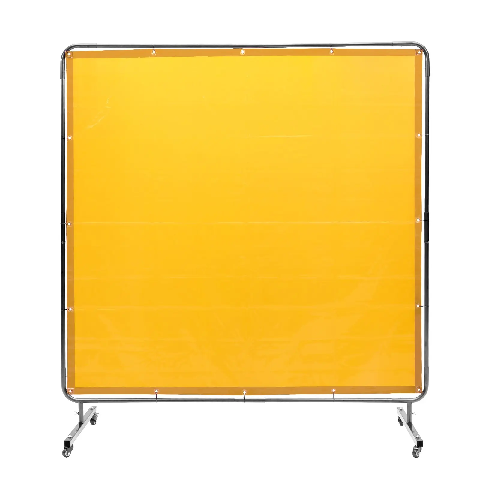VEVOR Welding Screen with Frame, 6' x 6' Welding Curtain Screen, Flame-Resistant Vinyl Welding Protection Screen on 4 Swivel Wheel (2 Lockable), Moveable & Professional for Workshop/Industrial, Yello