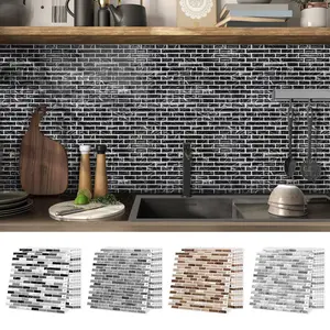 12pcs 3D Self-Adhesive Tile Stickers, High-Temperature Resistant, Kitchen Oil Proof, Bar Counter Decor, Bathroom Moisture-Proof Wall Decals