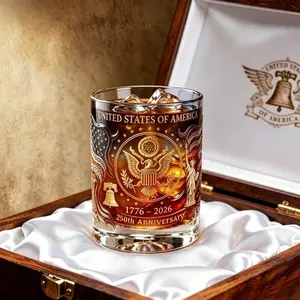 A commemorative whiskey mug commemorating America's 250th Independence Day, July 4th Patriotic Collection Gift Cup