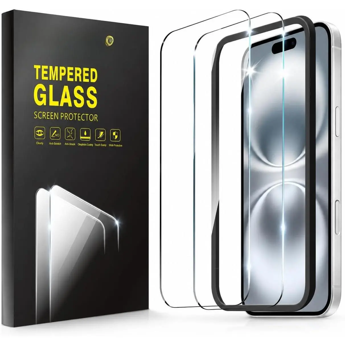 2 Pack Screen Protector for  17 Pro Max | 9H Hardness Tempered Glass Protection with easy installation tool,  Clear, Anti-Scratch, Bubble Free, Case Friendly