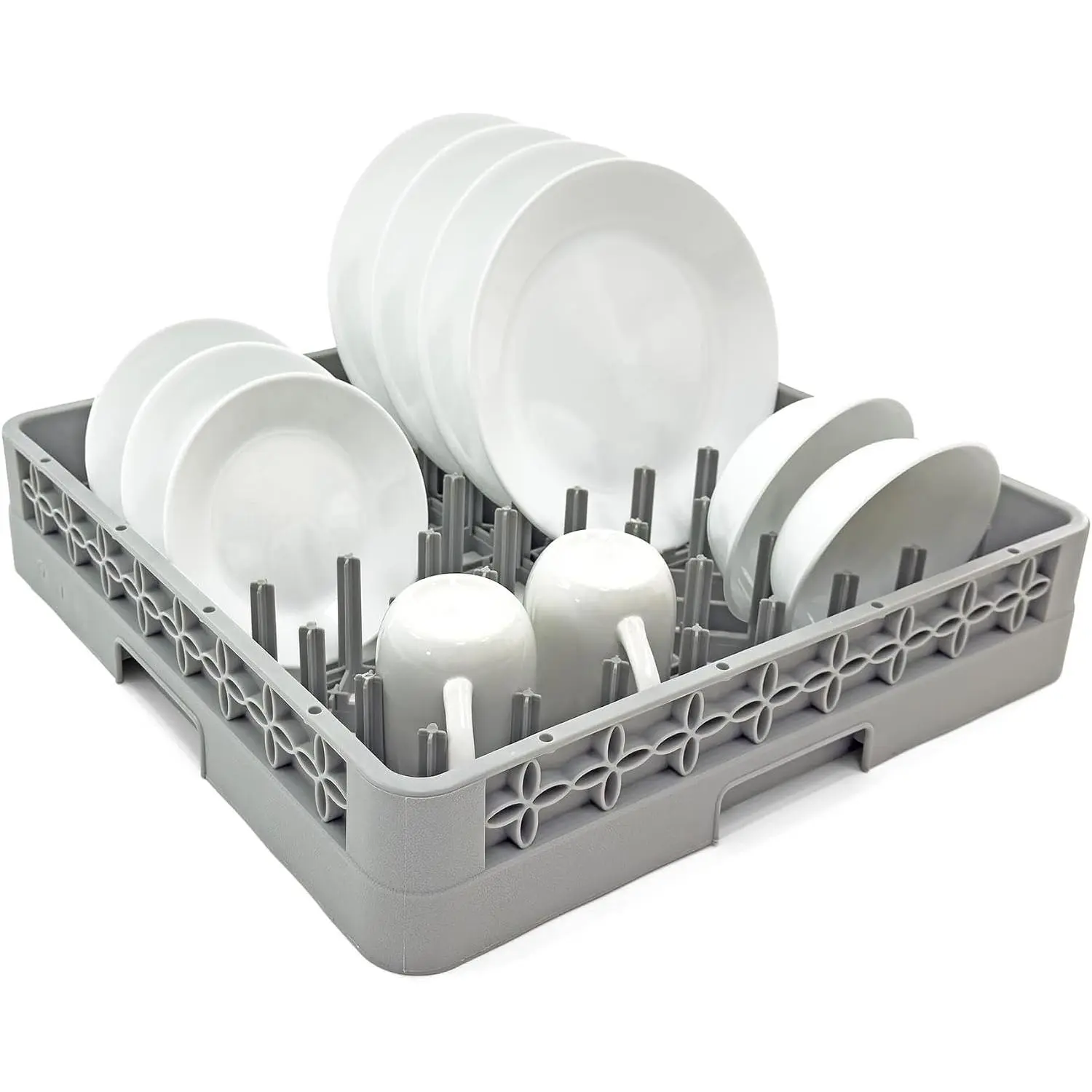 Peg Plate Rack for Commercial Dishwasher | Full Size Tray Rack | Polypropylene (Gray)