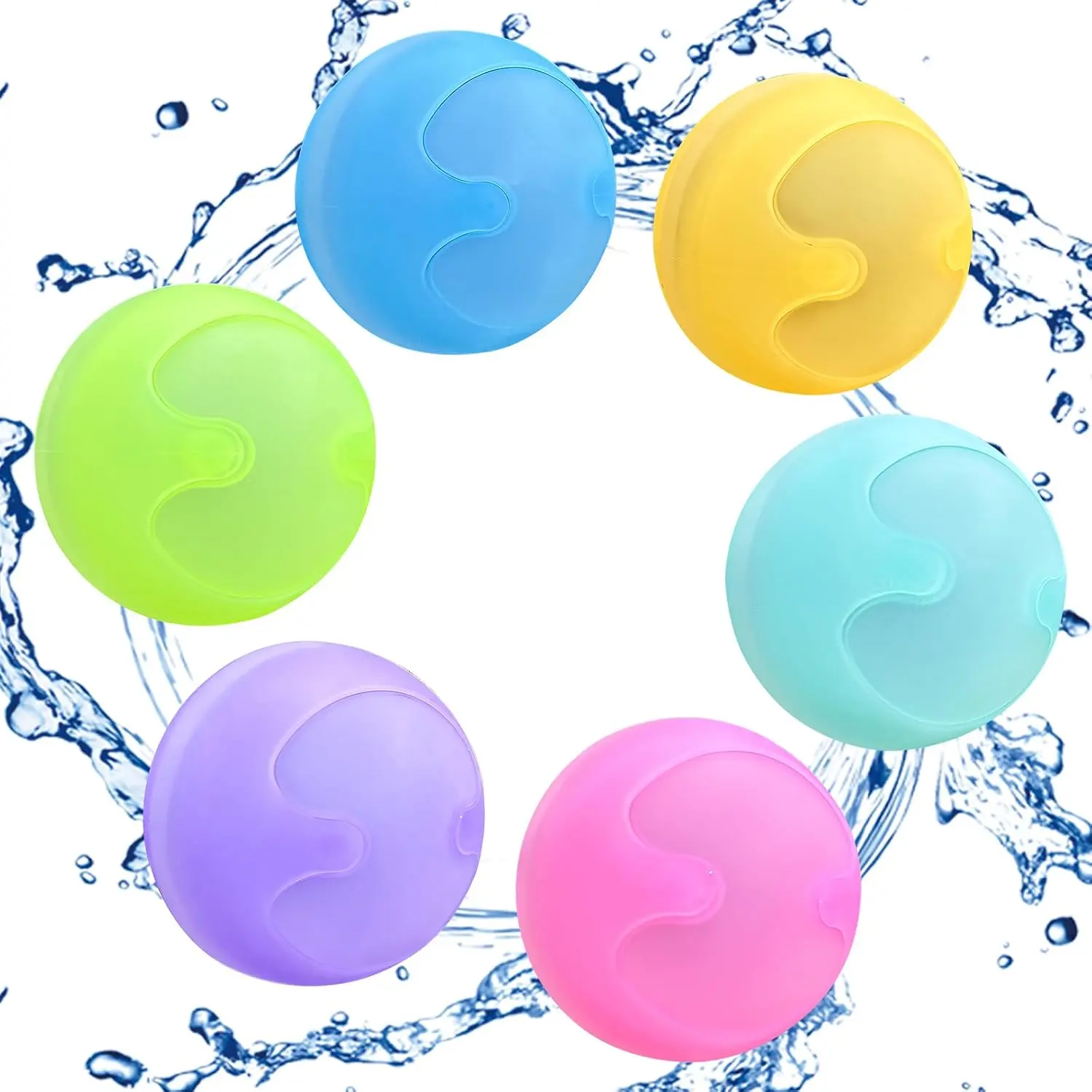 6 Pcs Reusable Water Balloons, Magnets-Free Refillable, Quick Fill, Summer Outdoor for Adults