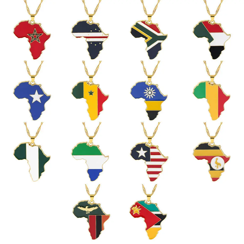 1 Custom Hot Selling Stainless Steel World Map Pendant Necklace 18K Gold Oil Drop Collar Chain Ins Trendy Jewelry Wholesale