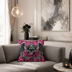 Vintage Leopard Angel Wing Rose Throw Pillow with Insert, Y2K American Vintage Punk Style, Soft Fabric with Hidden Zipper, Unique Decor for Sofa and Bedroom