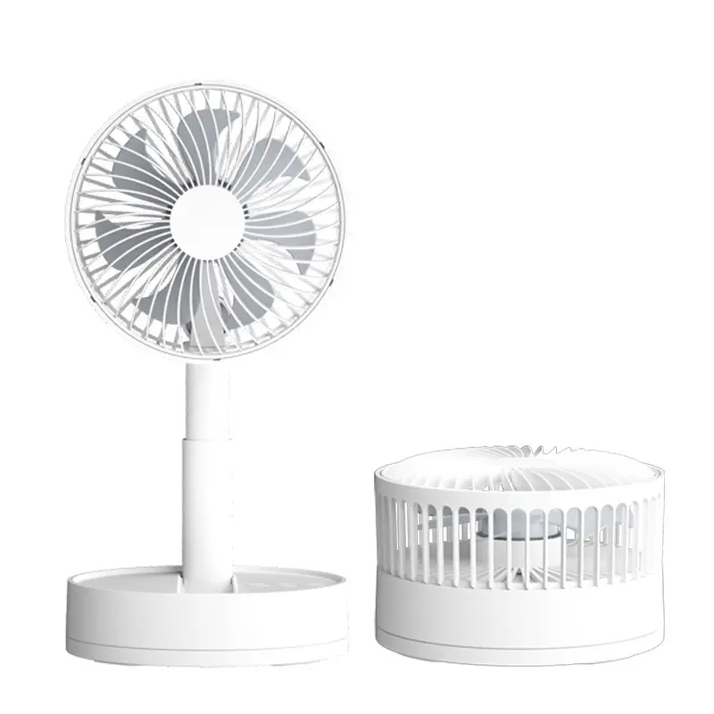 Foldable Retractable Oscillating Desk Fan, Rechargeable Portable Mini Desktop Fan with Strong Wind, Long Battery Life Quiet Personal Cooling Fan, Adjustable Height Compact Table Fan for Office Home Dorm Travel