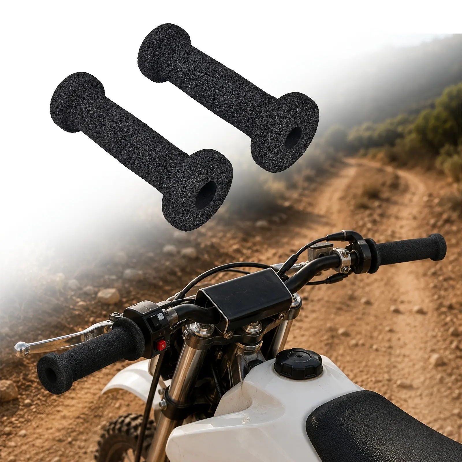 Eva Foam Motorcycle Handlebar Grips, 22mm Open-End Non-Slip, Shock Absorbing Comfort Grips for Dirt Bike, Scooter, Atv, E-Bike, Motorcycle Parts