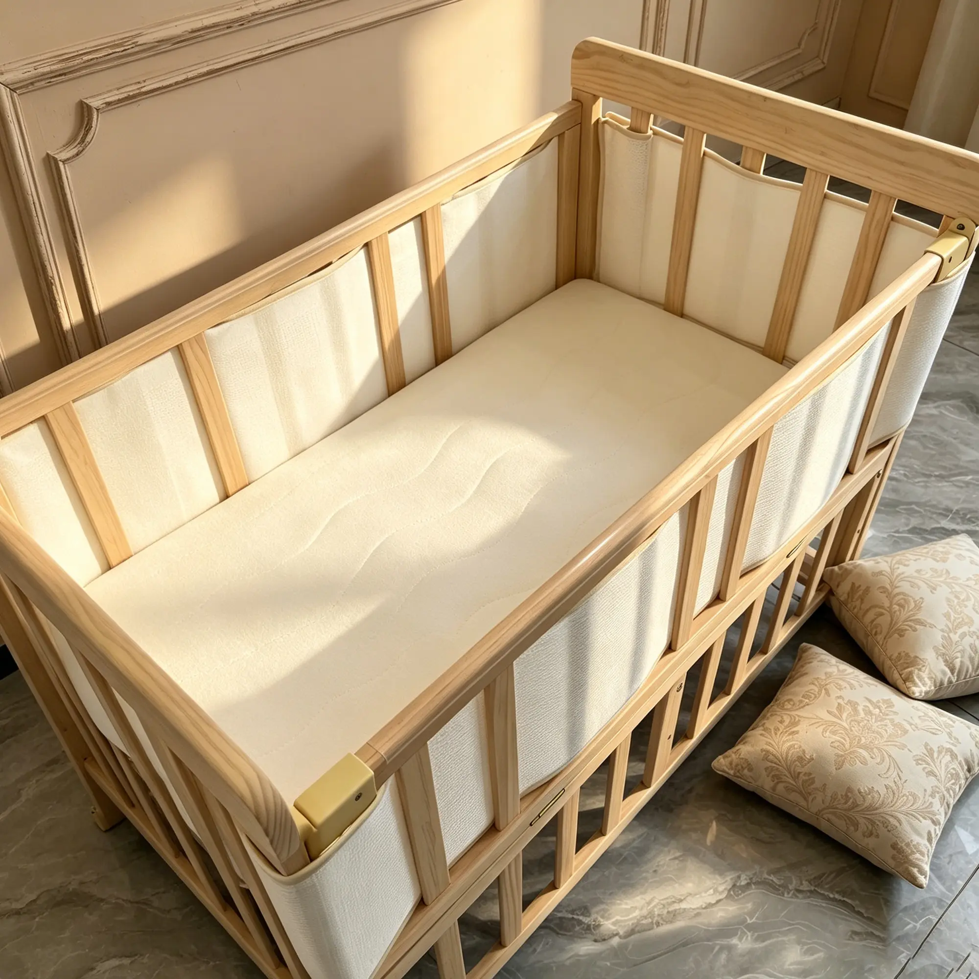 ARCH Solid Pine Wood 4-in-1 Convertible Baby Bassinet Bedside Sleeper Crib with Mattress and Mesh Liner, 3 Adjustable Heights, Portable Mini Crib for Newborn to Toddler, White, 37x22x31.5 Inches, Primary Living Space, White Color Options