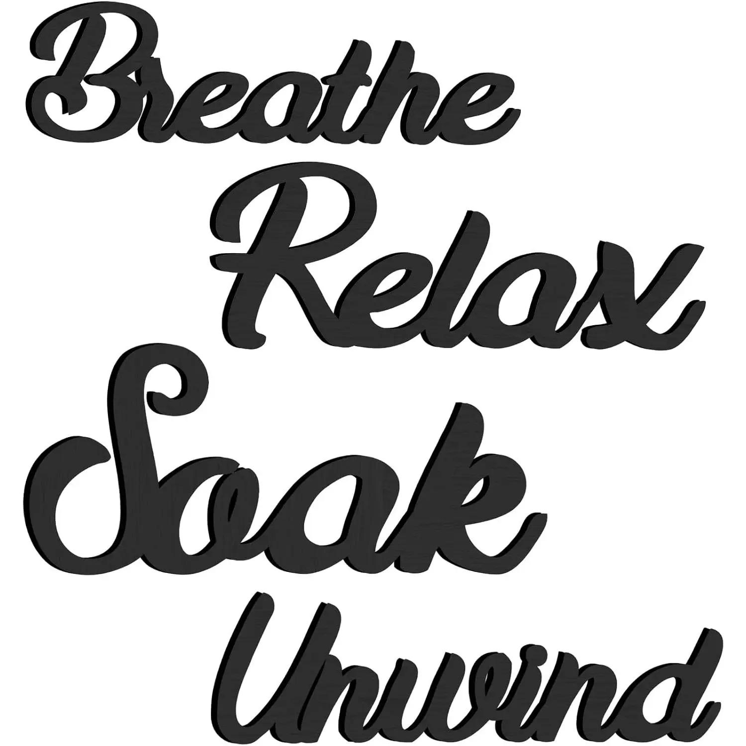 4 Pcs Black Bathroom Wall Decors Wooden Wall Signs Breathe Relax Soak Unwind Plaques Set Bathroom Aesthetic Quotes Art Fresh Rustic Hollow for Shower Washing Dressing Room(Words,Black)