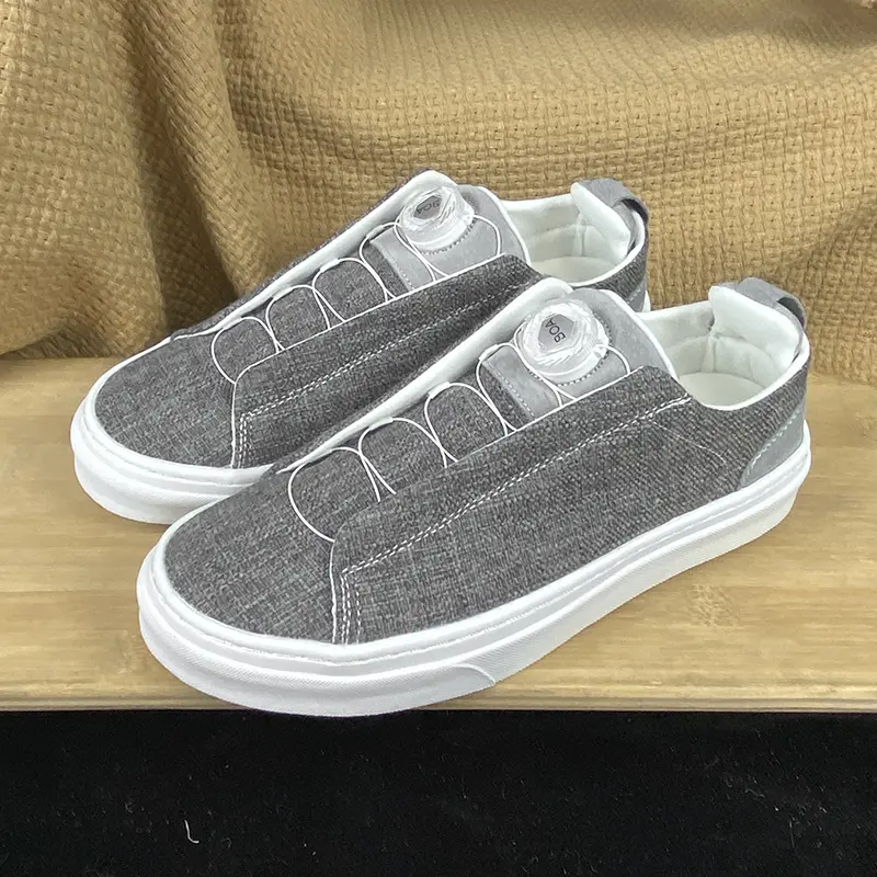 Unisex Avocado Green/White Linen Woven Round Toe Puffy Platform Bread Sneakers - BOA Rotating Quick Dial Boa Lacing, Low Top Preppy Casual Skate Shoes, Rubber Thick Sole, Hands-Free Breathable Walking Footwear For Cottagecore Aesthetic, Rubber Sole