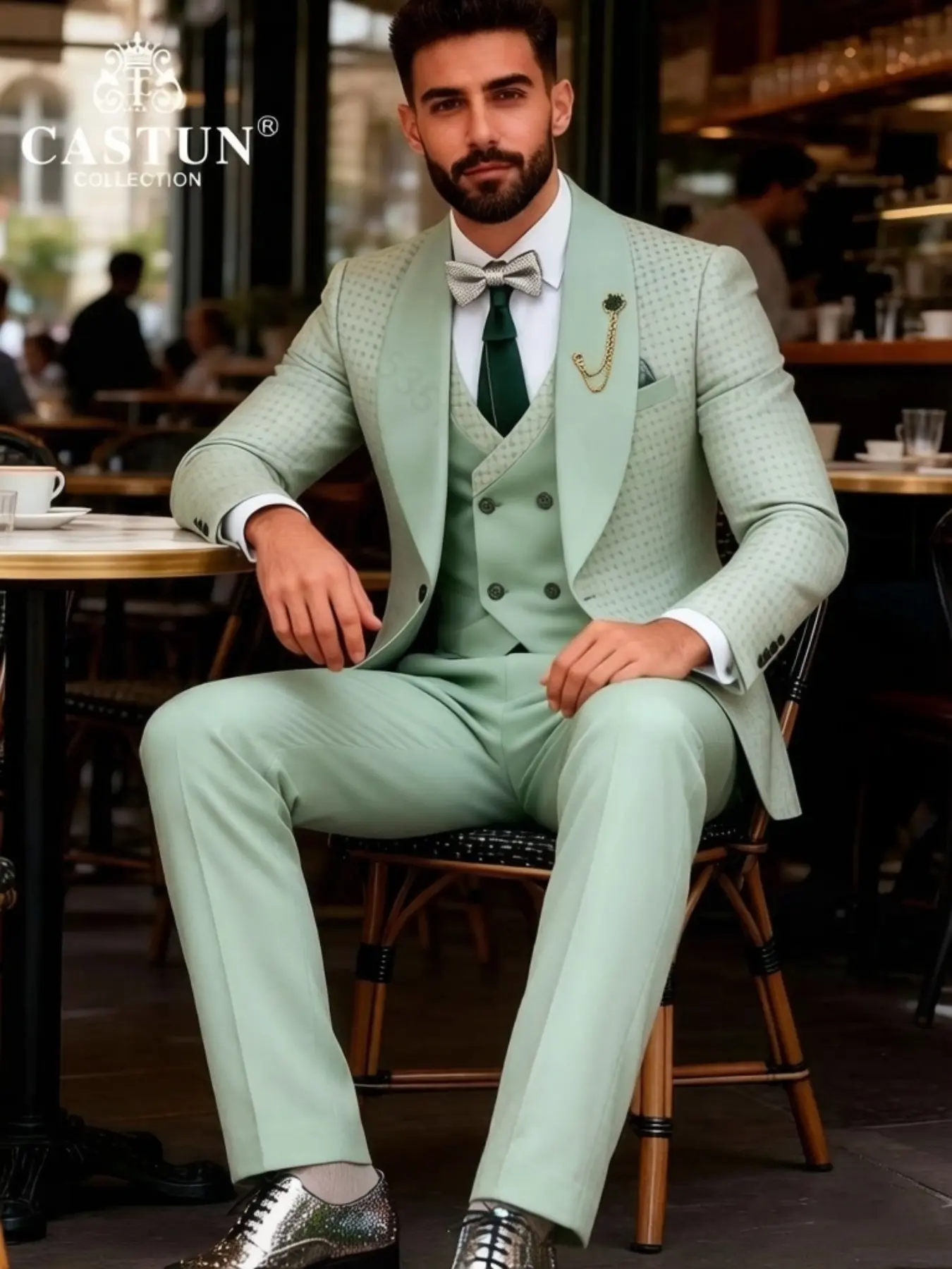 Men's Three-Piece Suit Set, Slim-Fitting Blazer, Long Sleeve, Party Style, Formal, Ideal for Weddings, Business Casual, Gift for Husband, Suit Set Clothes