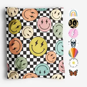 14x19 100 Pack Smiles Checkerboard Poly Mailers Waterproof Tear-Resistant Shipping Bags with Adhesive Seal
