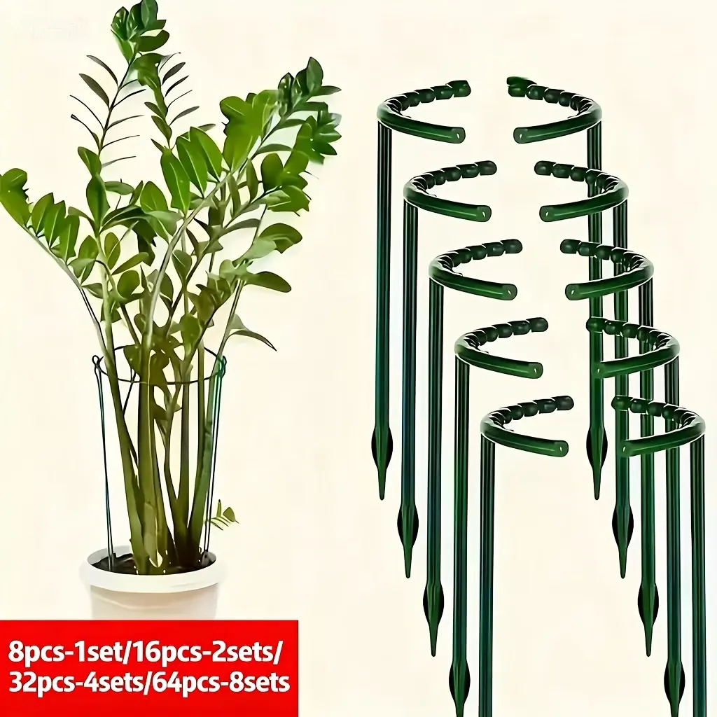 Adjustable Green Plastic Plant Support Cages, Half Round Garden Tomato Cages with Fixed Height Function, Sturdy Plant Stakes Trellis for Climbing Plants, Vegetables, Flowers, Outdoor Gardening, Garden Plant Supplies