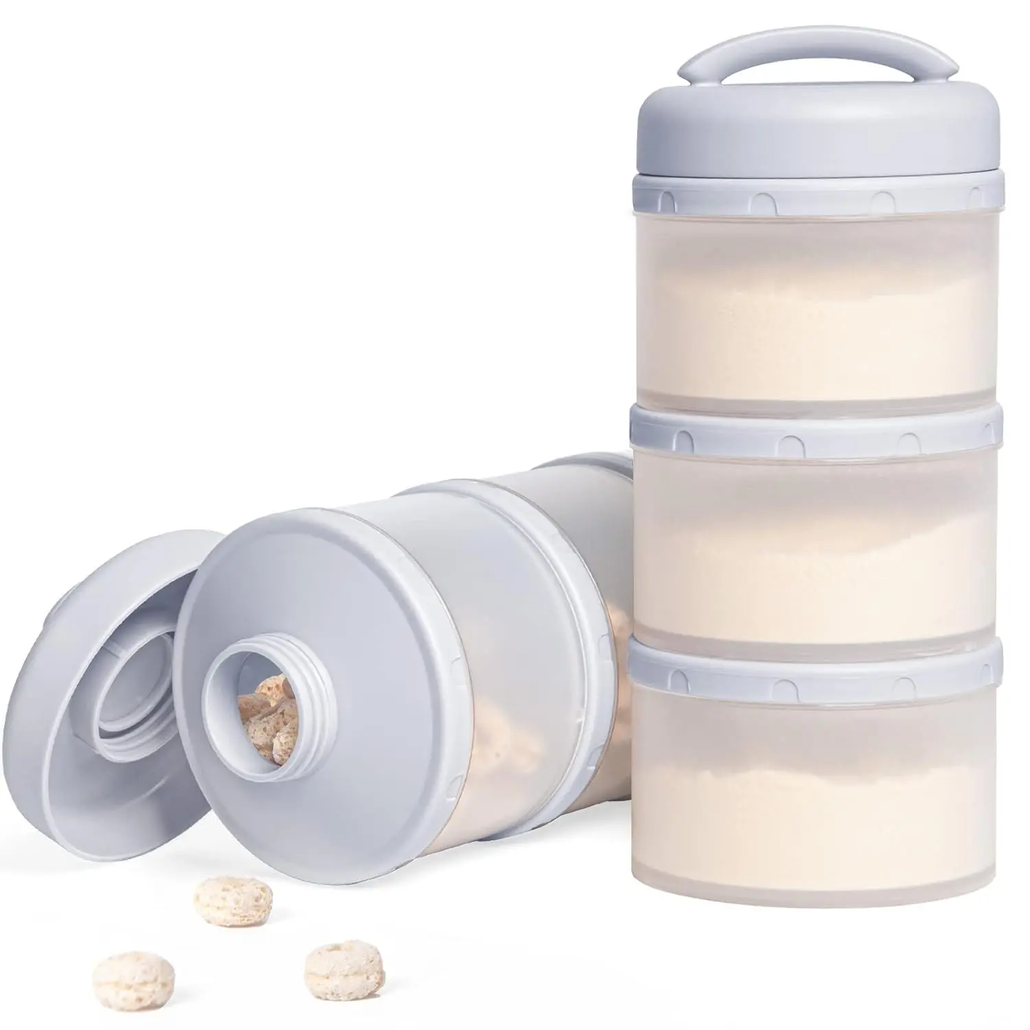 Baby Formula & Milk Storage & Organization Stackable Dispenser - Portable Milk Powder Container, 2-Pack, Grey, Formula Mixing Pitcher Compatible, Formula Mixing Pitcher Formula & Milk Storage & Organization