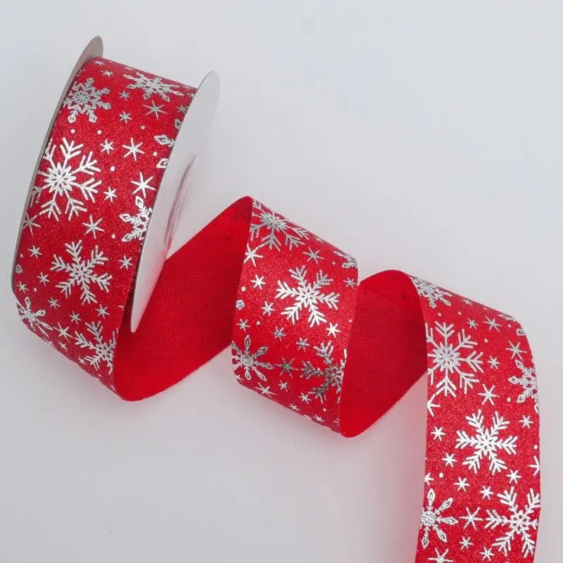 Christmas Silver Foil Snowflake Ribbon, Handmade DIY Gift Wrapping Decor, Festival Box Packaging, Butterfly Knots, Hair Accessories, Journal Decoration
