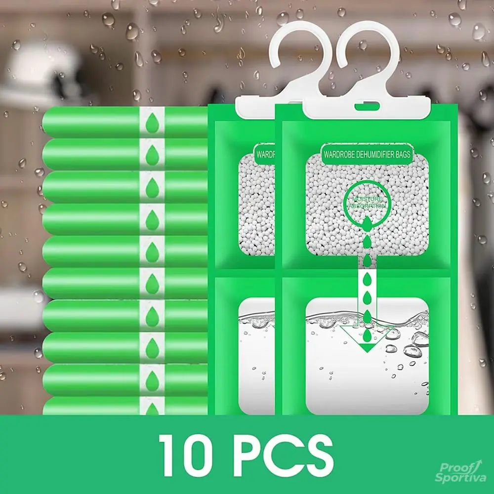 10 Pack Hangable Portable Leak Proof Moisture Absorber Dehumidifier Bags 100g Fragrance Free Mold Damp Proof Desiccant Packs for Closets,Leak-proof design#SummerVibes