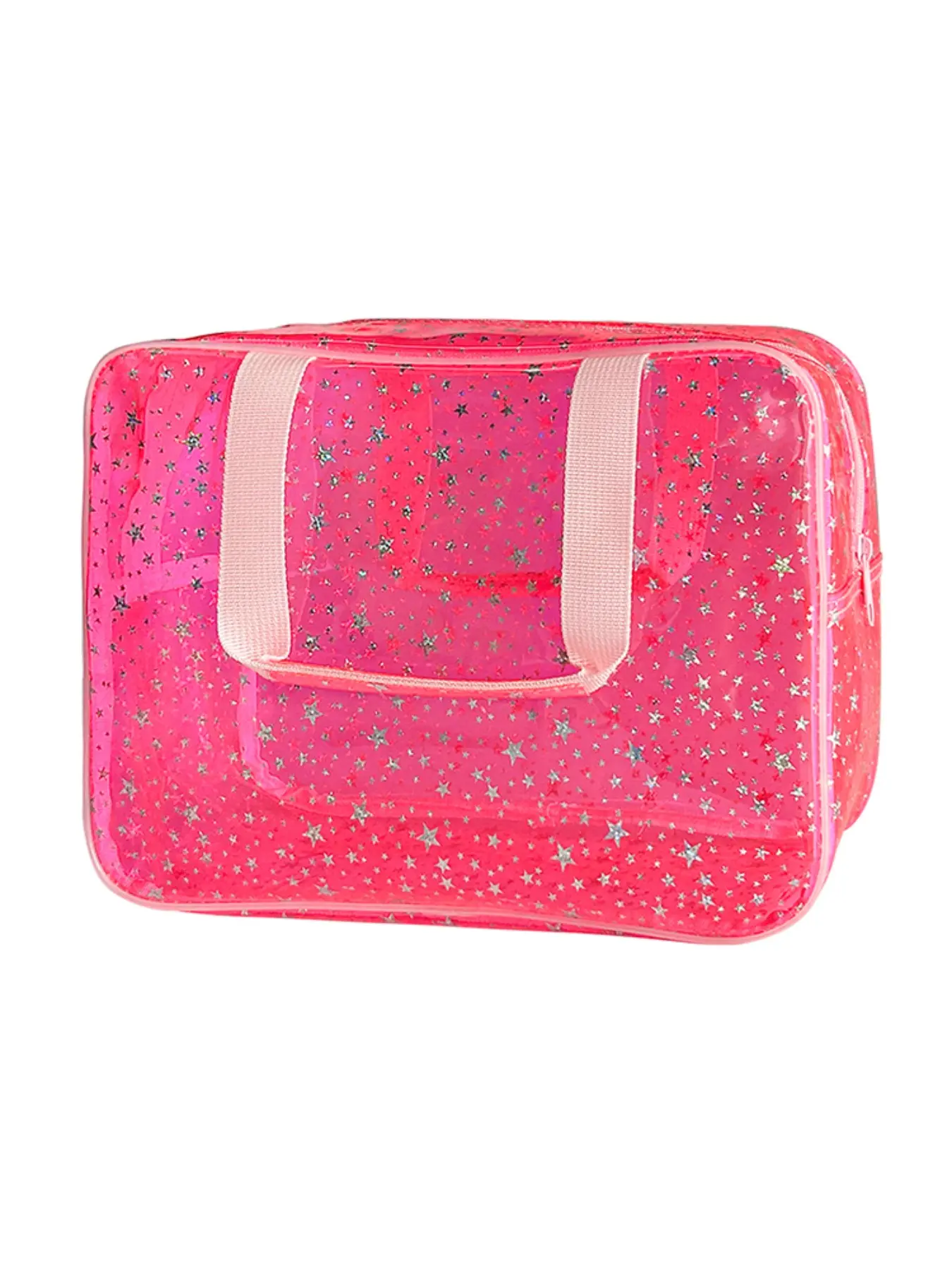 Double-size two-piece laser flashing star PVC Cosmetic Travel Bag, easy to store cosmetics, toiletries waterproof material, Travel Makeup Pouch