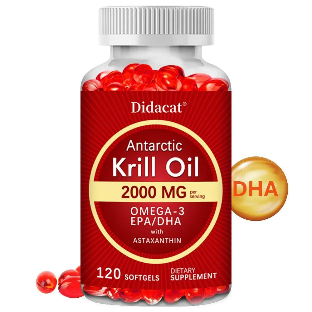 Didacat Antarctic Krill Oil Health Supplement, Supports Joint Health, Supports heart and Brain Health, 120 Capsules