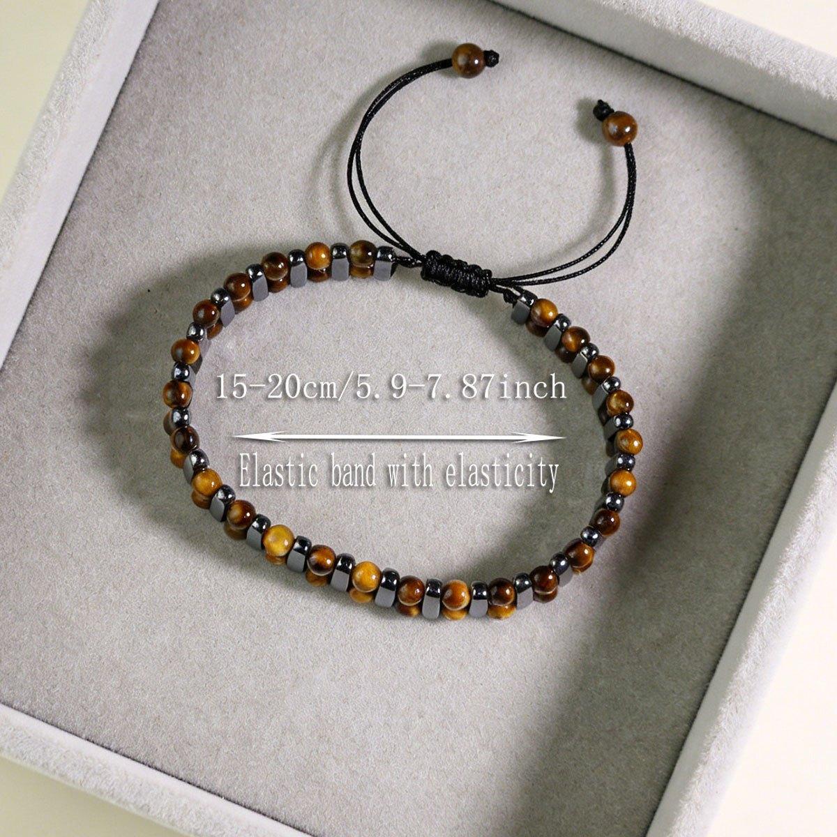 Attract wealth handmade double-layer tiger eye bead bracelet, punk-style braided skin-friendly jewelry, suitable for daily wear and gifting