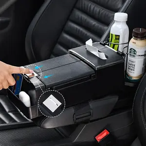 Car armrest storage box, multifunctional, high-end, creative car cup holder, large-capacity tissue box