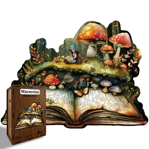 1pc Irregular Mushroom Wooden Puzzle Piggy Bank, Handmade Assemble Educational Toy, Kids Holiday & Birthday Gift