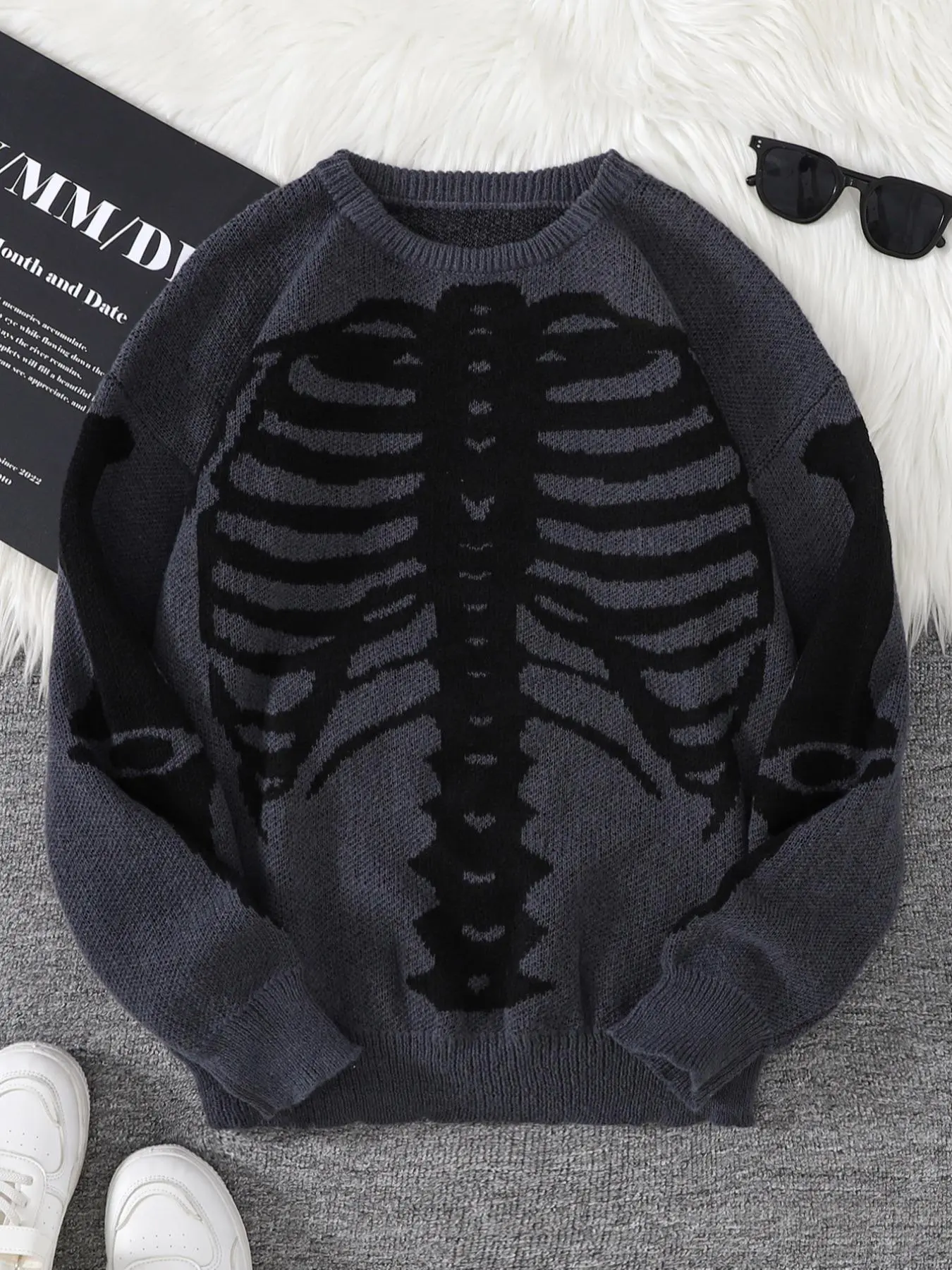 New Arrival Fall Winter Men's Graphic Pullover Sweater, Casual Fitted Round Neck Knitwear, Daily Wear Fashion Top