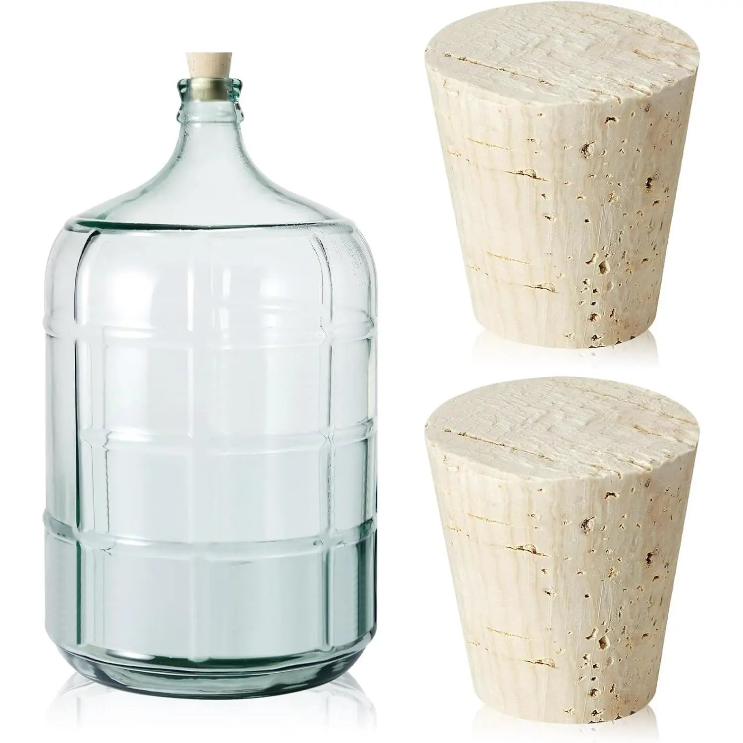 2 Pcs Carboy Cork Stopper, Glass Carboy Cap for 1, 3, 5, 6 Gallon Glass Water Jug, Wood Tapered Fermentation Cap Cork Stoppers, 1 x 1.5 x 1.6 Inches