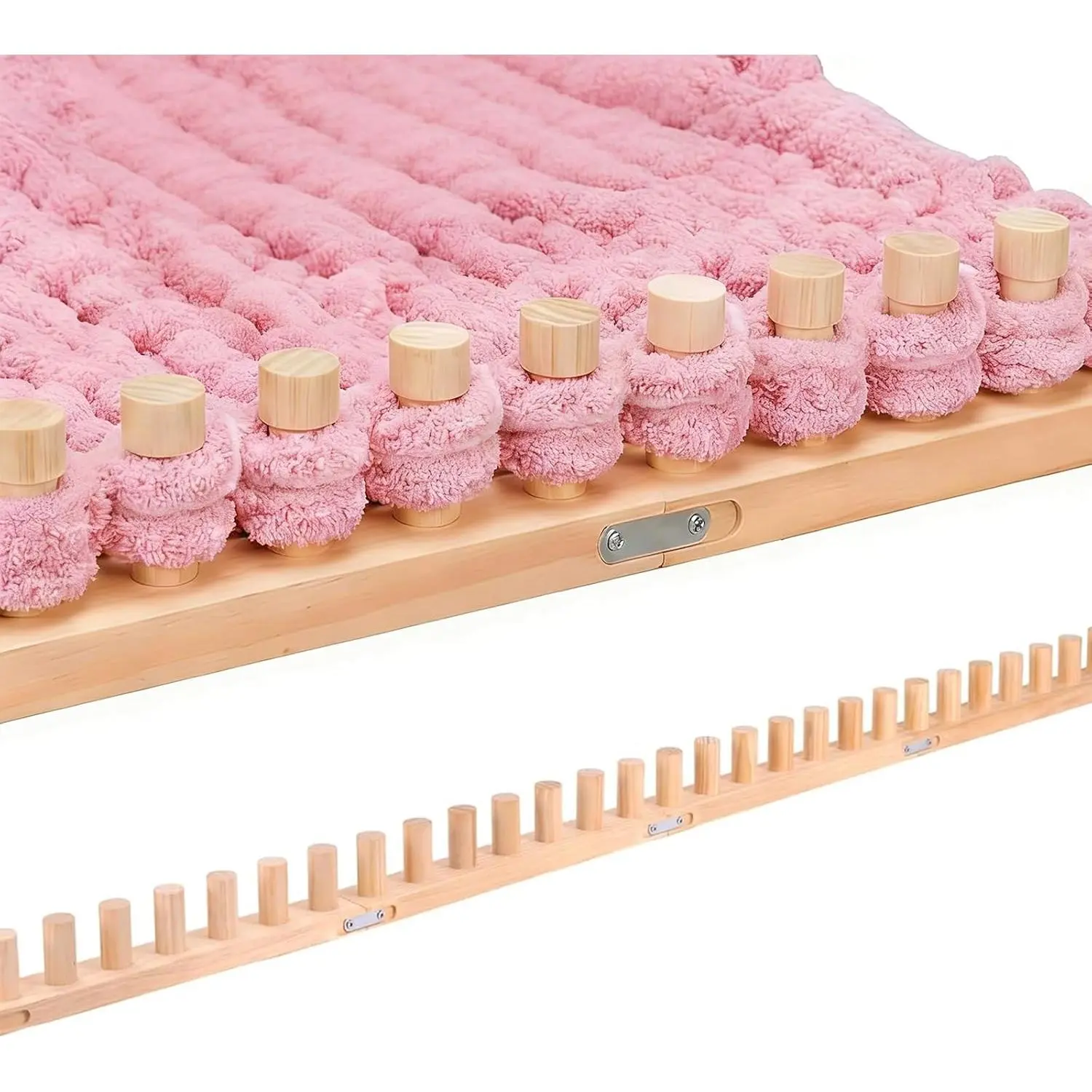 41”Wooden Loom for Chunky Blanket, Long Installation Free and Adjustable Foldable Portable Extra Loom, Beginner-Chunky Knitting for Beginners and  Decoration (41”)