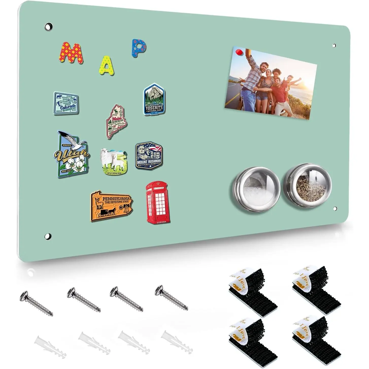 Green  Board,17.5" x 11.4"  Bulletin Board to Display  Notes, Poetry, Photos, Suitable for Wall, Refrigerator, Cabinet etc, Come with 4 count  Lock Tape and Screws