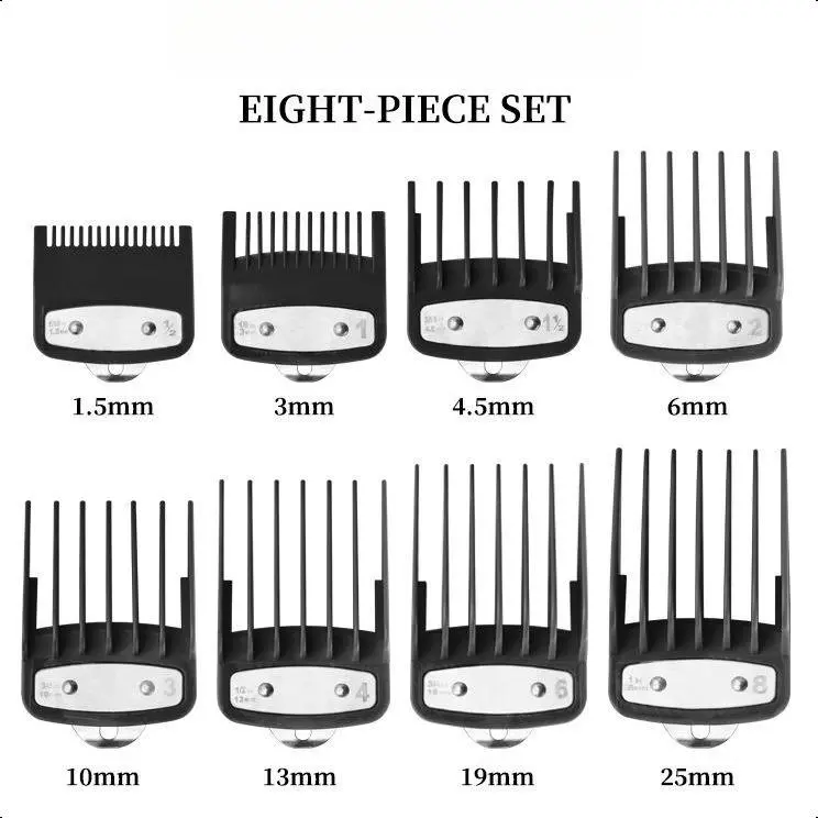 8-Piece Professional Hair Clipper Comb Set, Professional Clipper Guard Set Compatible with Most Wahl Clippers (1.5-25mm), Barber Equipment for Barber Kit Clipper Blade Hair Cutters