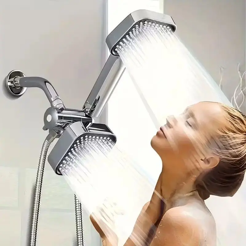 ABS high-flow shower set, two-in-one handheld shower set, long hose, three-way diverter shower head, hotel and family bathroom shower accessories, Shower Head Combination, Wall Mounted Showerhead